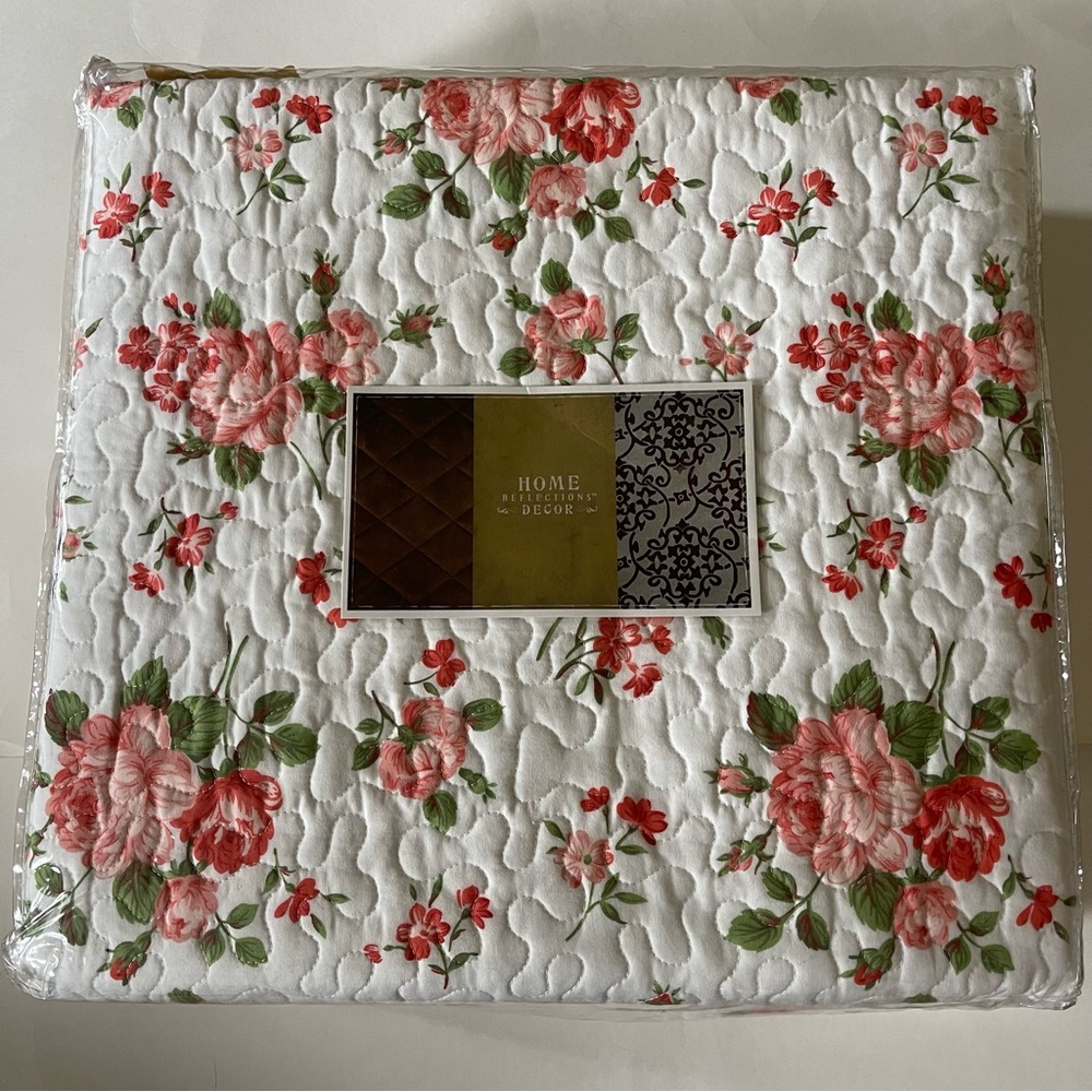QVC Home Coral Floral Queen Comforter